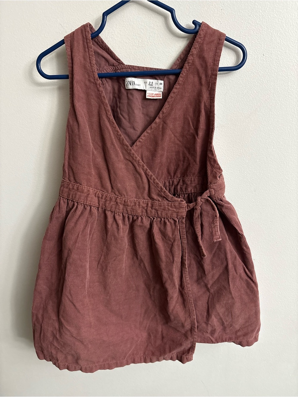 Zara Kids Mauve Corduroy Wrap Dress 2-3 years